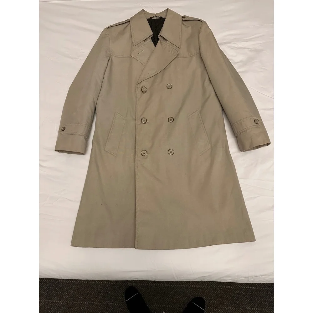 VTG Dunn‎ & Co Overcoat Mens X Large Khaki Plaid Quilted Tartan Raincoat British